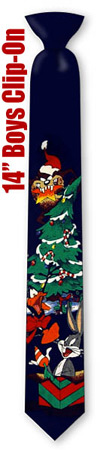 Holiday Happiness 14inch by Looney Tunes navy blue polyester boys clipon ties