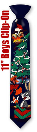 Holiday Happiness 11inch Boys CliponTie by Looney Tunes - Navy blue Polyester