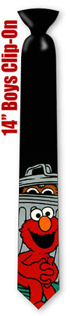 Elmo and Oscar 14inch Boys CliponTie by Sesame Street - Black Polyester