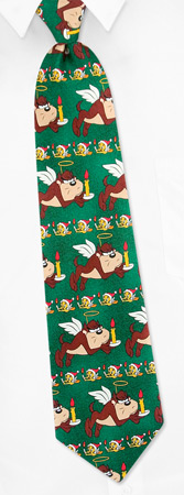 Taz Christmas Angel by Looney Tunes green polyester ties