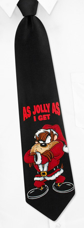 Taz As Jolly as I Get Tie by Looney Tunes -  Black Polyester