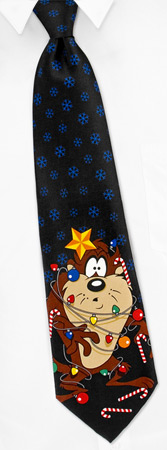 Taz Holiday Decorating by Looney Tunes black polyester ties