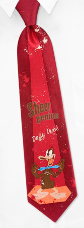 Retro Daffy Duck Tie by Looney Tunes -  Red Silk