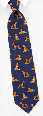 Airedale Terrier by Alynn Dog Ties navy blue silk ties