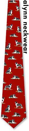 Border Collie by Alynn Dog Ties red silk ties