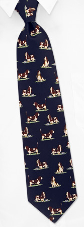Basset Hound by Alynn Dog Ties navy blue silk ties