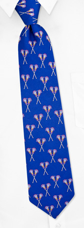 Lacrosse Boys Tie by Alynn Novelty -  Blue Silk