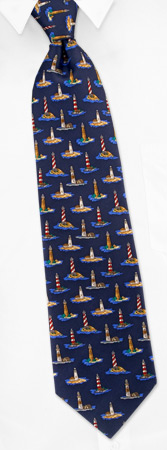 Lighthouses by Museum Artifacts navy blue silk ties