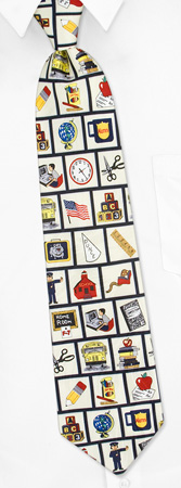 Teacher Theme Tie by Museum Artifacts - Cream Silk