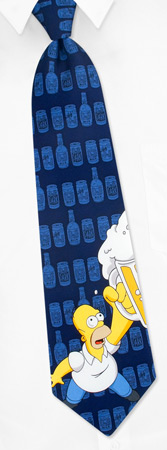 Tv And Films - Homer's Drink By The Simpsons Navy Blue Silk Ties