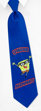 Spongebob Nerdypants by Nickelodeon blue polyester ties