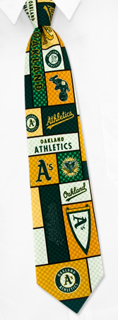 Athletic - MLB Oakland Athletics Plaid By MLB Yellow Polyester Ties
