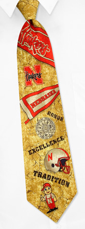 Nebraska Football - Nebraska 1 Tradition By NCAA Gold Silk Ties