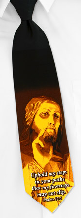 Christ - Psalms 17 5 By Roberto Celini Black Polyester Ties Christ - Psalms 17 5 By Roberto Celini Black Polyester Ties