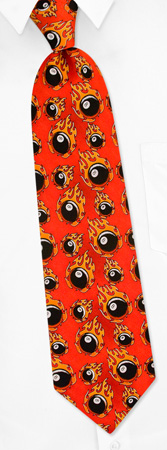 Eight Ball - Flaming Eight Balls By Roberto Celini Red Polyester Ties