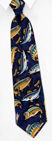 Gone Fishin' Tie by Fun Ties -  Navy blue Polyester