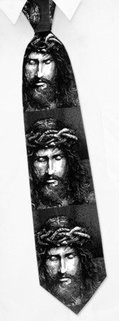 Jesus Tie by Fun Ties - Silver Polyester Jesus Tie by Fun Ties - Silver Polyester