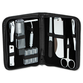 Personal Grooming Travel Set Travel Accessory by Gilton Co. -  Black Leatherette