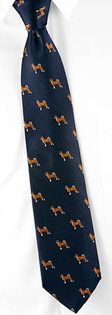 Basenji by Kay Nine Design navy blue polyester ties
