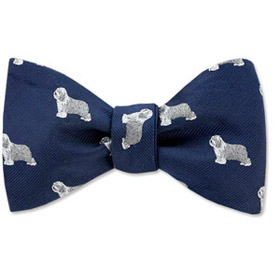 Bearded Collie by Kay Nine Design navy blue polyester freestyle bowties