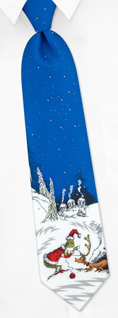 Tying Ties - Grinch Tying By Dr Seuss Blue Polyester Ties