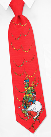 Grinchmas Gifts Tie by Dr Seuss -  Red Polyester