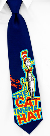 Standing Cat in the Hat by Dr Seuss navy blue polyester ties