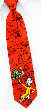 Sam I Am by Dr Seuss red polyester ties