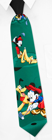 Mickey Mouse & Friends Golf Tie by Mickey Unlimited -  Black Silk