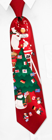 Peace On Earth International Flags Tie by Polar Pals - Red Silk