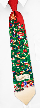 Peace On Earth International Tree Tie by First Snow - Red Silk