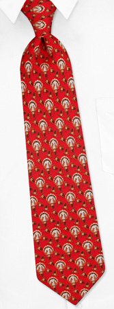 Festive Turkeys Tie by Oak Hill Neckwear -  Red Silk