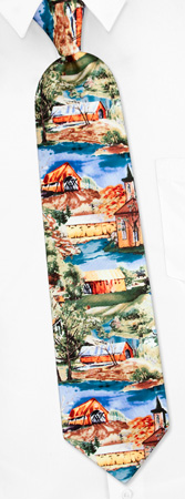 Covered Bridges Tie by Oak Hill Neckwear - Multicolor Silk Covered Bridges Tie by Oak Hill Neckwear - Multicolor Silk