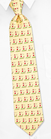 Lighthouse Scene Tie by Oak Hill Neckwear - Yellow Silk Lighthouse Scene Tie by Oak Hill Neckwear - Yellow Silk