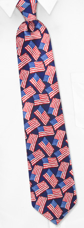 United States Flag Tie by Oak Hill Neckwear -  Navy blue Silk
