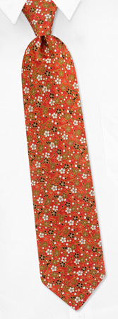 Japanese Floral Tie by Principessa -  Red Silk