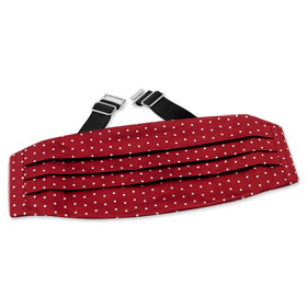 Burgundy with White Dots Cummerbund by Principessa -  Burgundy Silk
