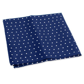 Navy with White Dots Pocket Square by Principessa -  Navy blue Silk