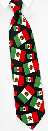 Mexican Soccer - Mexican Flag By Avante Neckwear Black Polyester Ties