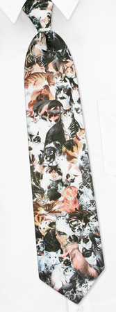 Cats II Tie by RM Style - White Polyester