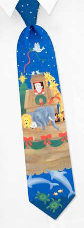 Noah's Holiday Ark by RM Style blue polyester ties