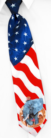 Flag with Republican Mascot by RM Style multicolor polyester ties