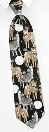 Wolf Howl at the Moon by RM Style black polyester ties