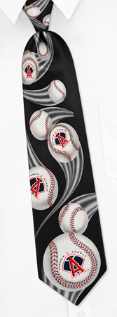 Angels Baseball - MLB Angels Curve Ball By MLB Black Polyester Ties