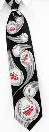MLB Minnesota Twins Curve Ball By MLB Black Polyester Ties