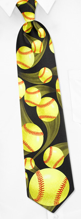 Just Balls Softball Tie by RM Sports -  Black Polyester