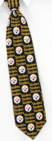NFL Pittsburgh Steelers Grid Tie by NFL - Black Polyester NFL Pittsburgh Steelers Grid Tie by NFL - Black Polyester