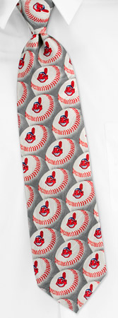MLB Cleveland Indians by MLB silver silk ties