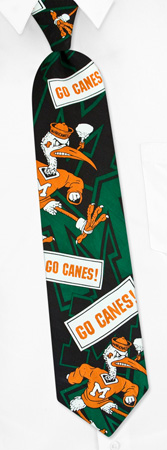 University Of Miami Football - University Of Miami Go Team By NCAA Black Silk Ties