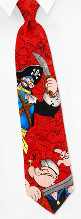 Swashbuckling Popeye Tie by Popeye -  Red Silk